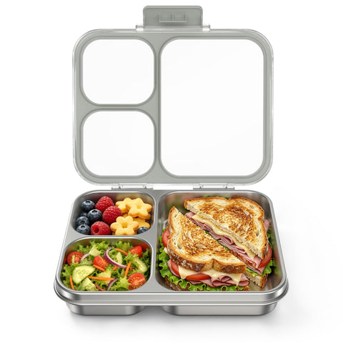 HOMEKOL front view grey bento box showing compact design and portability