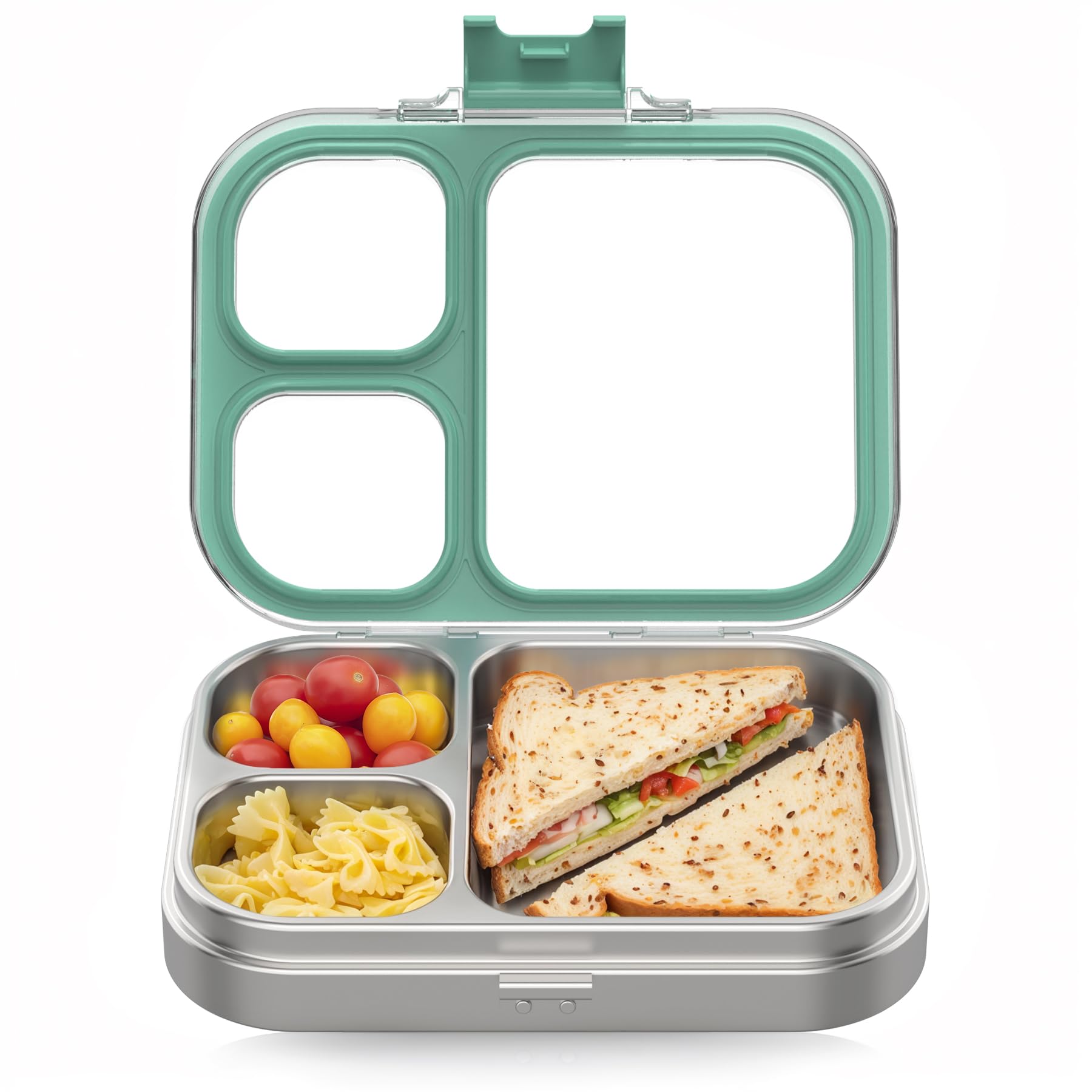 HOMEKOL front view of green bento box showing compact leak-proof design and portability