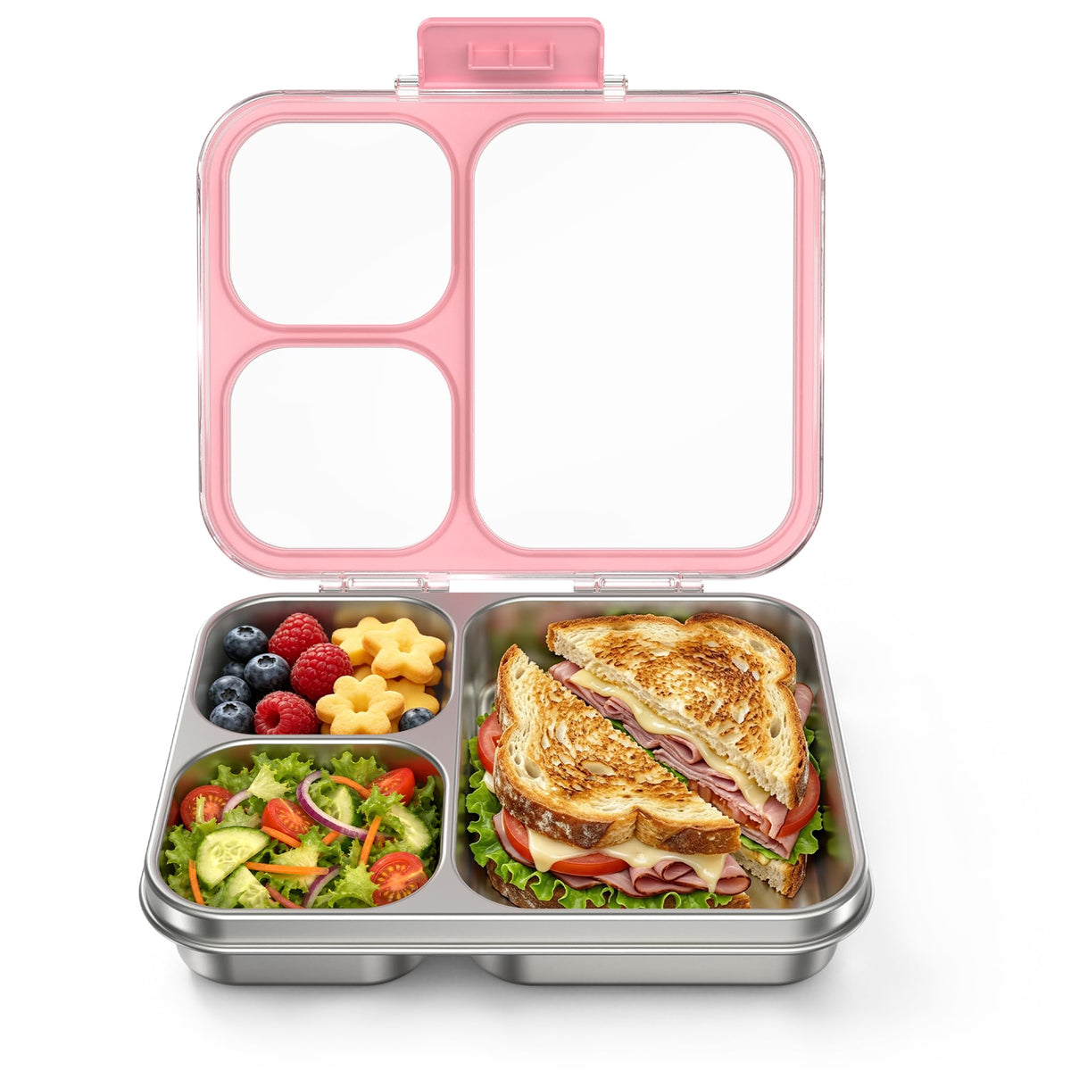 HOMEKOL front view of pink bento box showing compact benefit