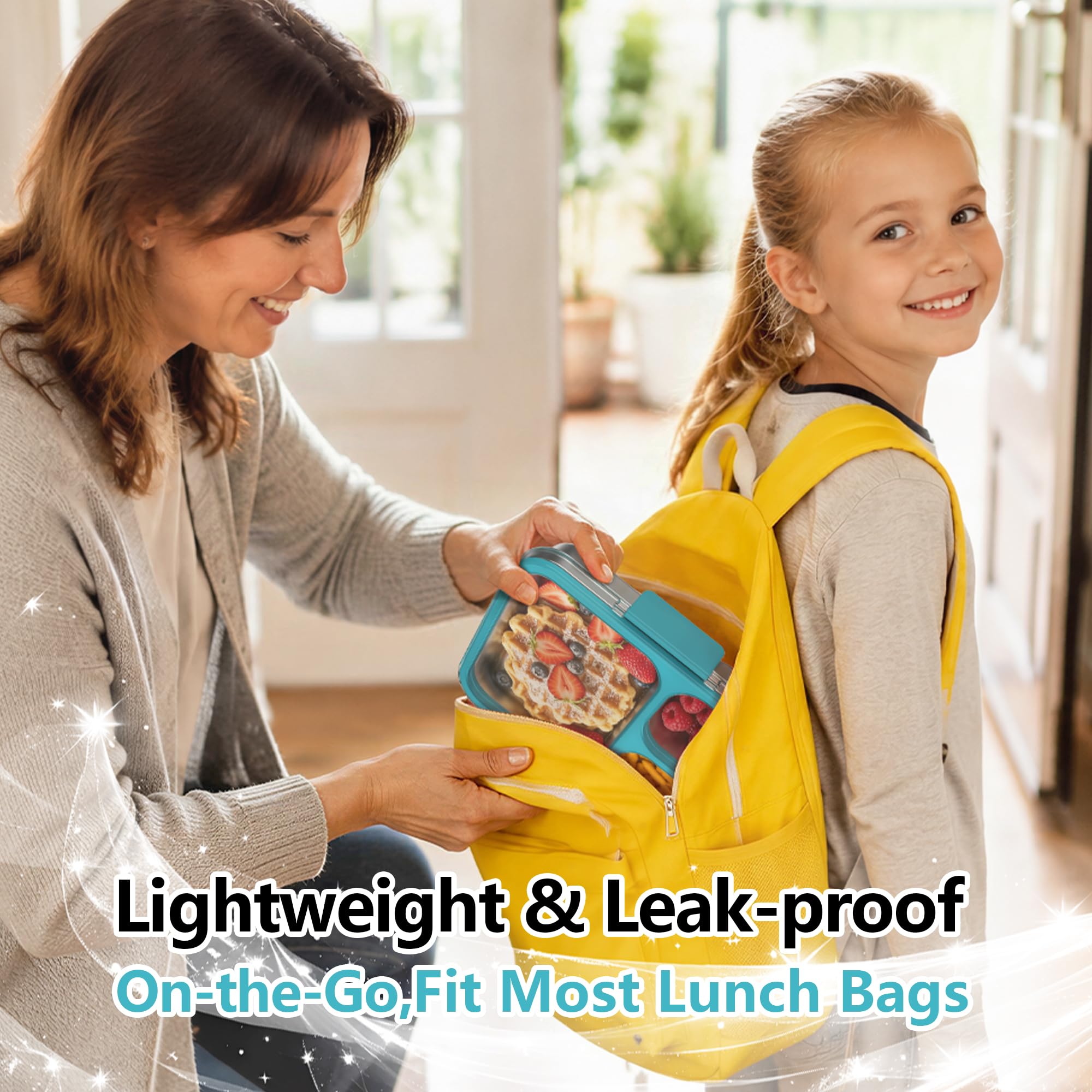 HOMEKOL bento inside backpack to show slim profile and easy portability