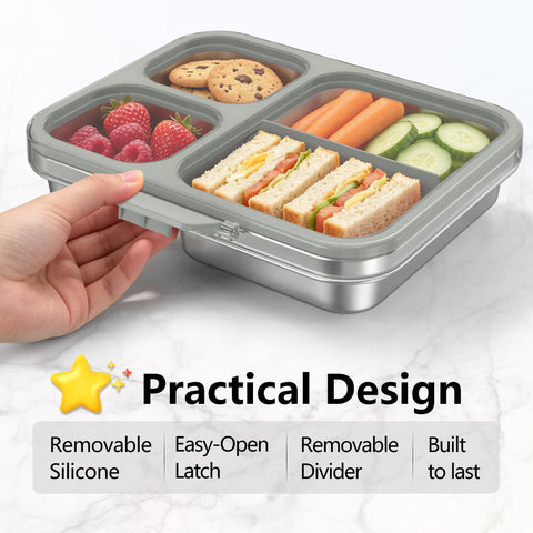 HOMEKOL packed lunch showing compartments with sandwich and sides for meal variety
