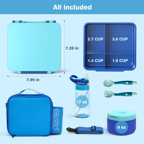 HOMEKOL bento open with four compartments for organized, spill-free meals