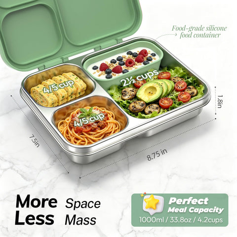 HOMEKOL open bento revealing three compartments for organized meals