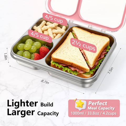 HOMEKOL open bento with food in three compartments for organized meals