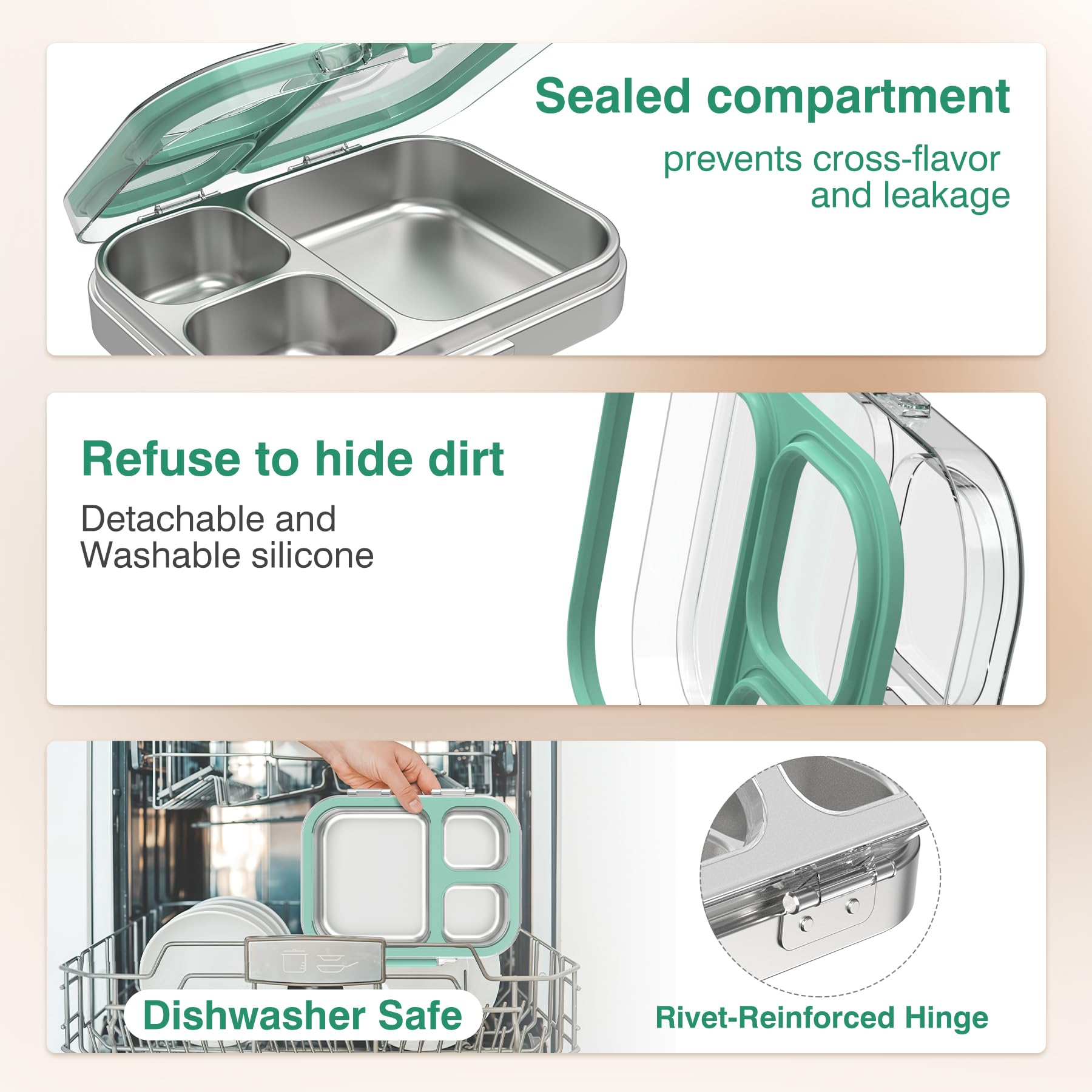 HOMEKOL filled compartments showing balanced portions for sandwich, fruit, and dip convenience