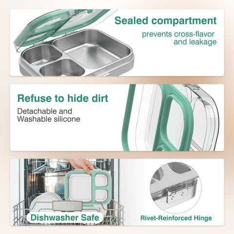 HOMEKOL filled compartments showing balanced portions for sandwich, fruit, and dip convenience
