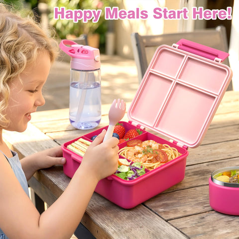 HOMEKOL child carrying pink lunch bag lifestyle shot encourages independent use