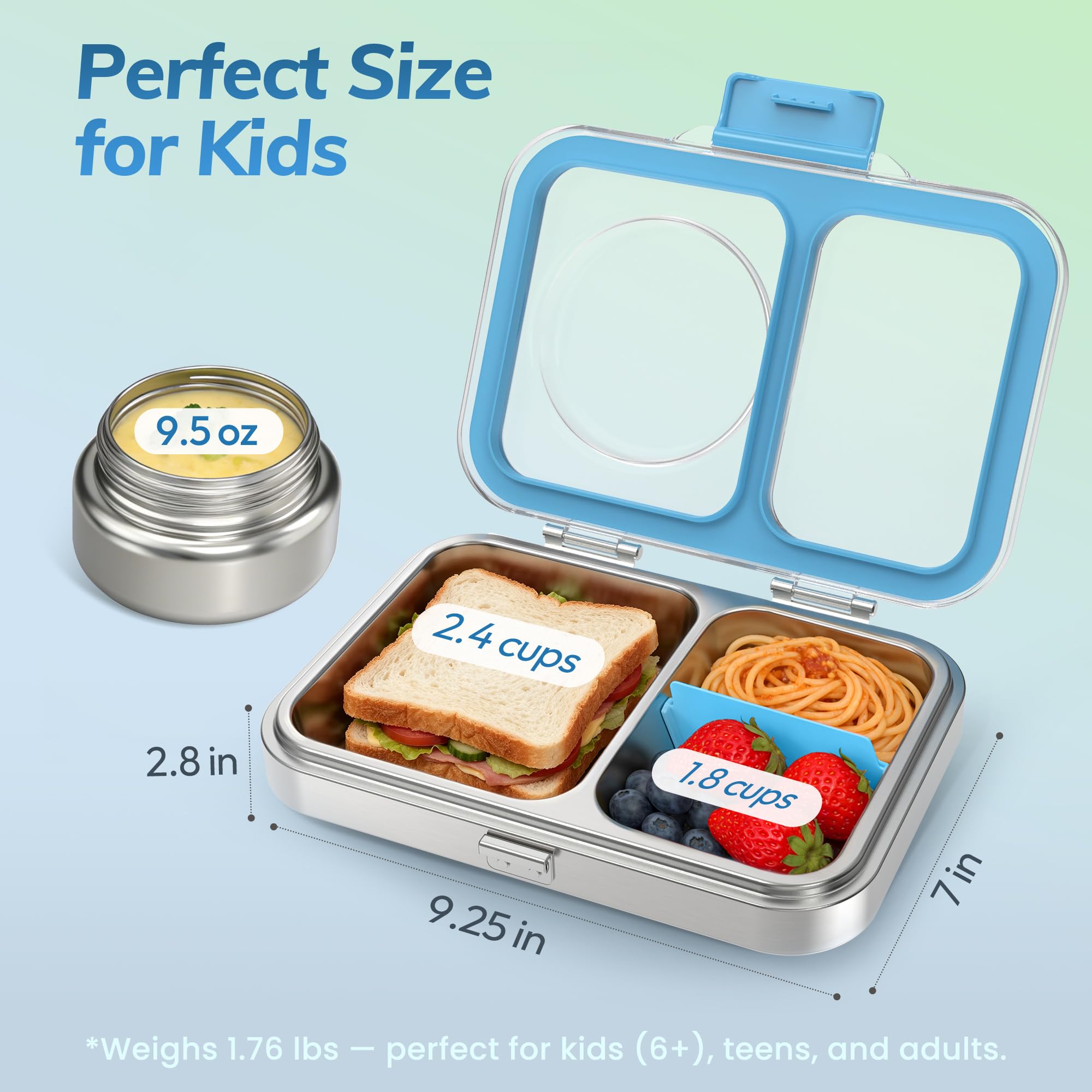 HOMEKOL open lunch box showing compartments and divider for organized portion control