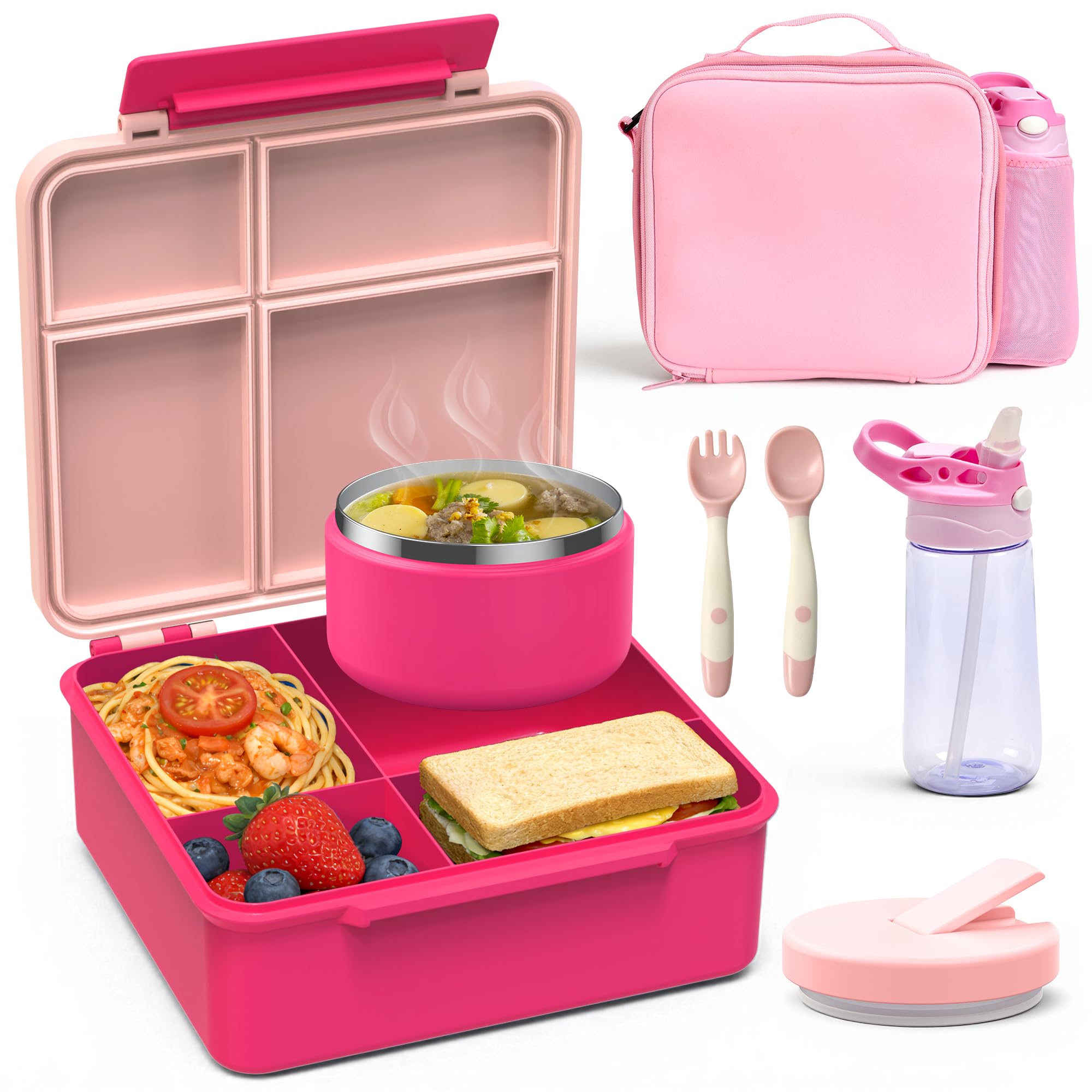 HOMEKOL front packaging view showing full pink lunch set and easy grab benefit
