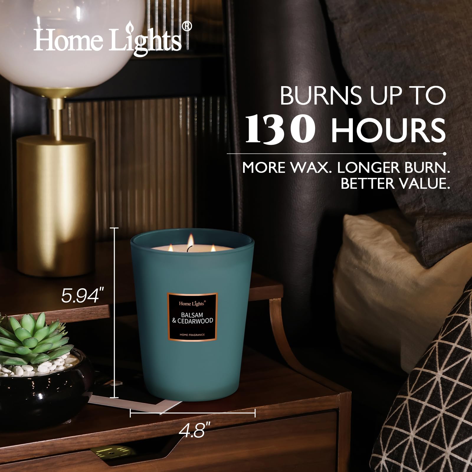 Home Lights jar with lid and label visible, easy storage and scent preservation