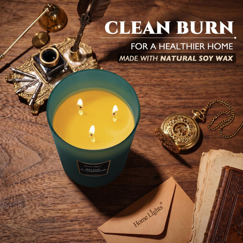 Home Lights candle lit in cozy living room setting enhancing atmosphere