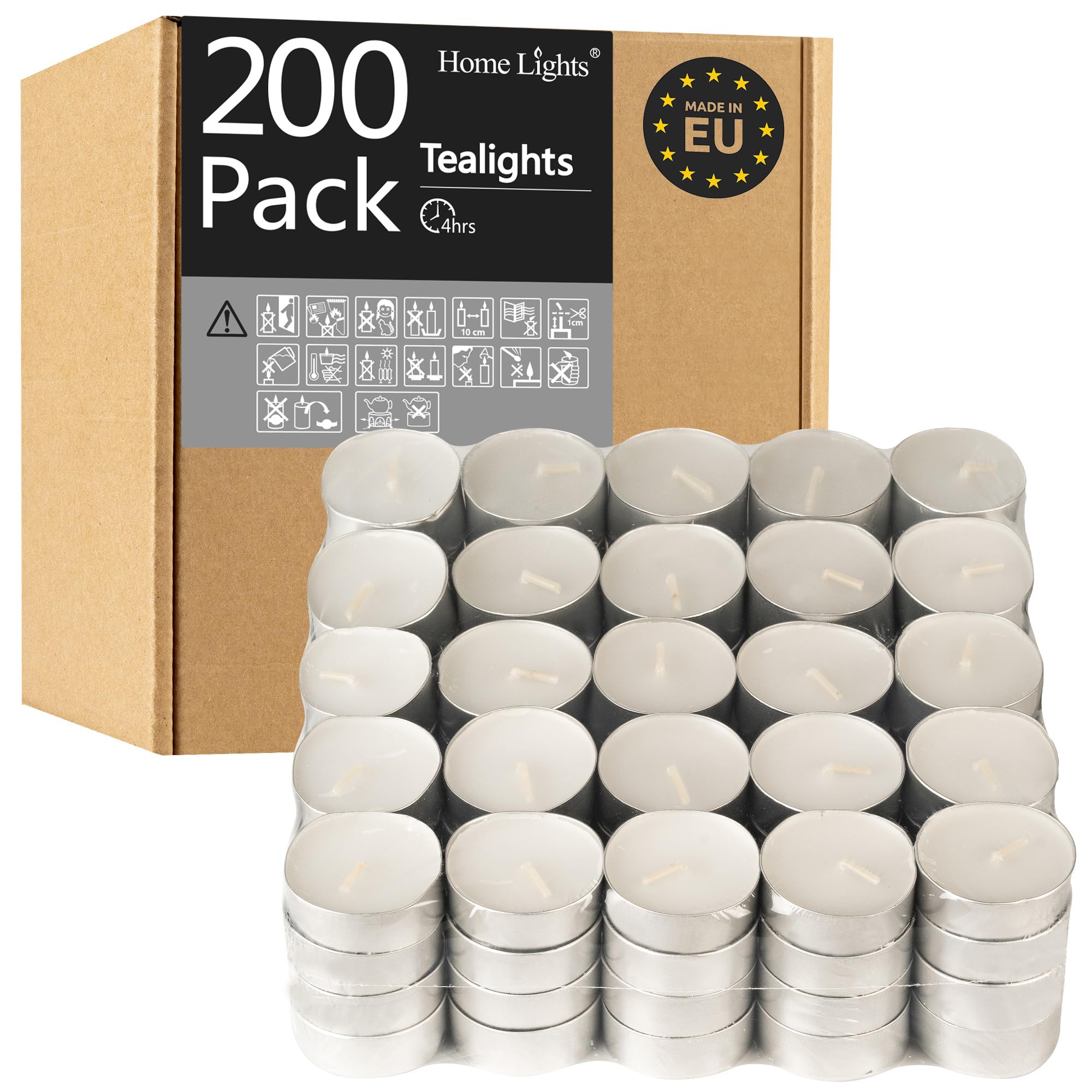 Home Lights front pack showing 200-pack and branding, convenient bulk supply