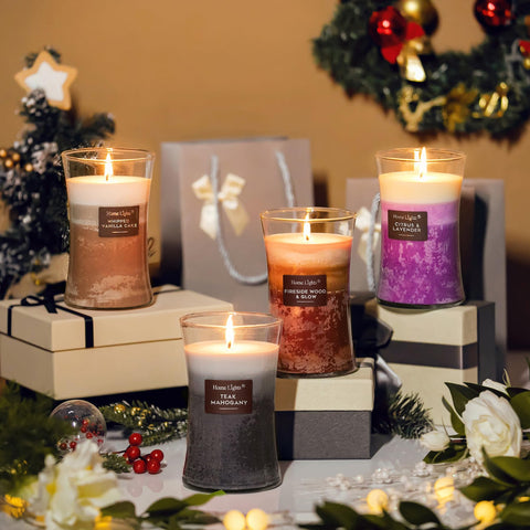 HomeLights candle held in hand to show scale and generous 21.52 oz size