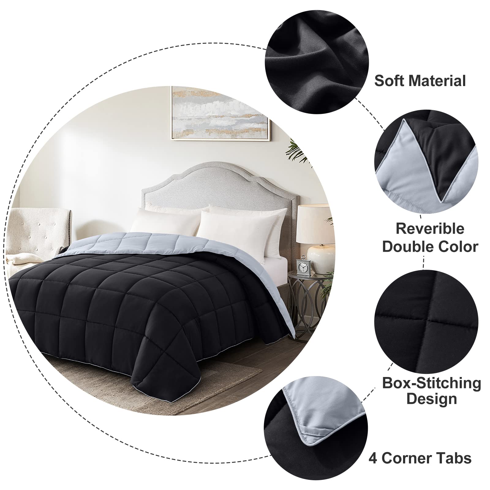 Homelike Moment comforter fill close-up shows uniform microfiber fill for consistent warmth