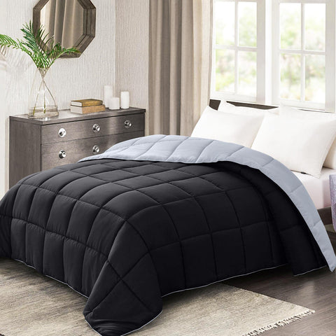 Homelike Moment comforter front view showing smooth finish and reversible design benefit