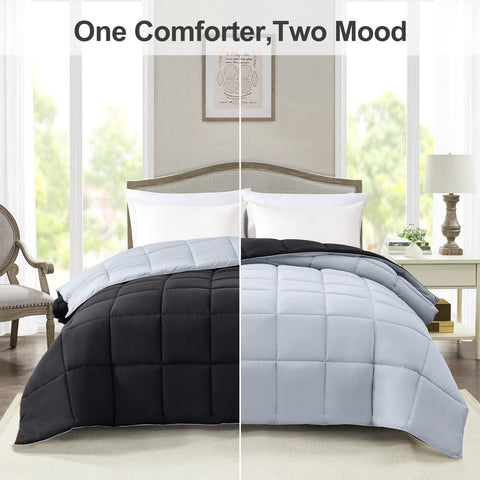 Homelike Moment comforter reversible sides black and light gray to match decor