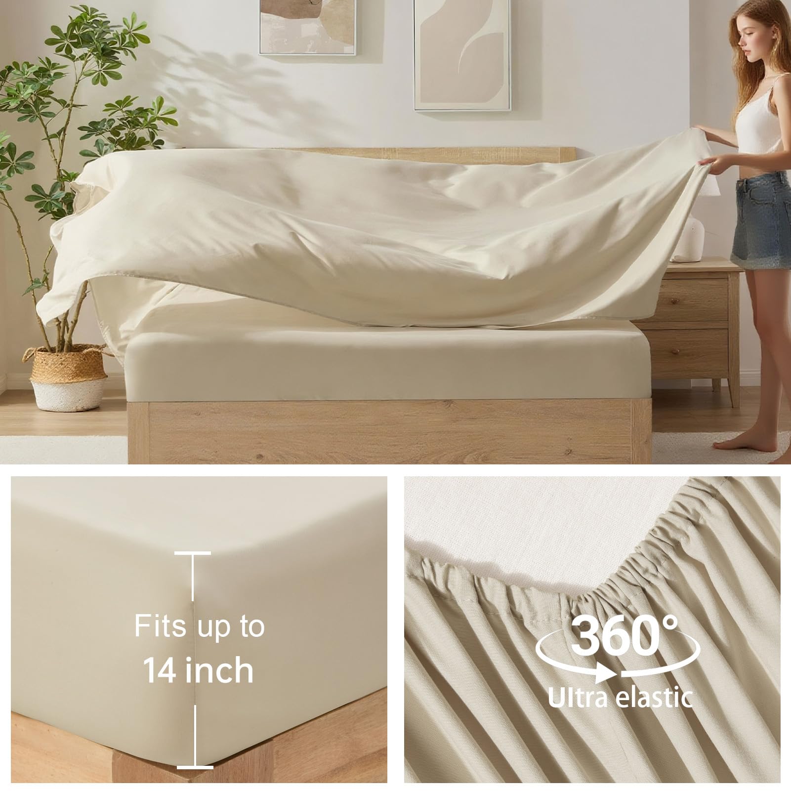 Homelike Moment fitted sheet pocket detail demonstrating deep-pocket fit and secure hold