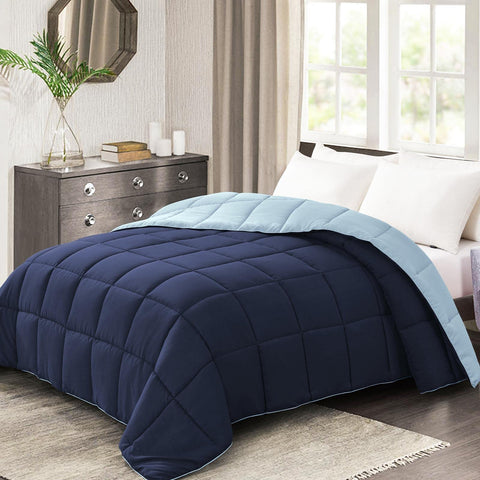 Homelike Moment front view reversible comforter showing neat finish and dual-color benefit