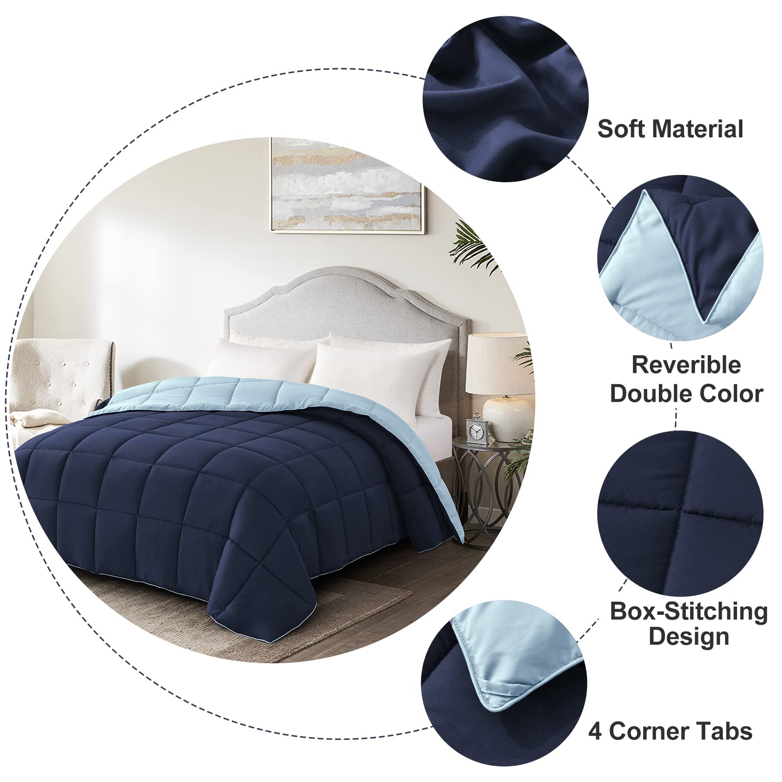 Homelike Moment comforter in dorm room styled for convenience and easy-care benefit