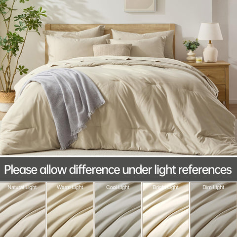 Homelike Moment comforter beside mattress measuring showing correct full/queen sizing