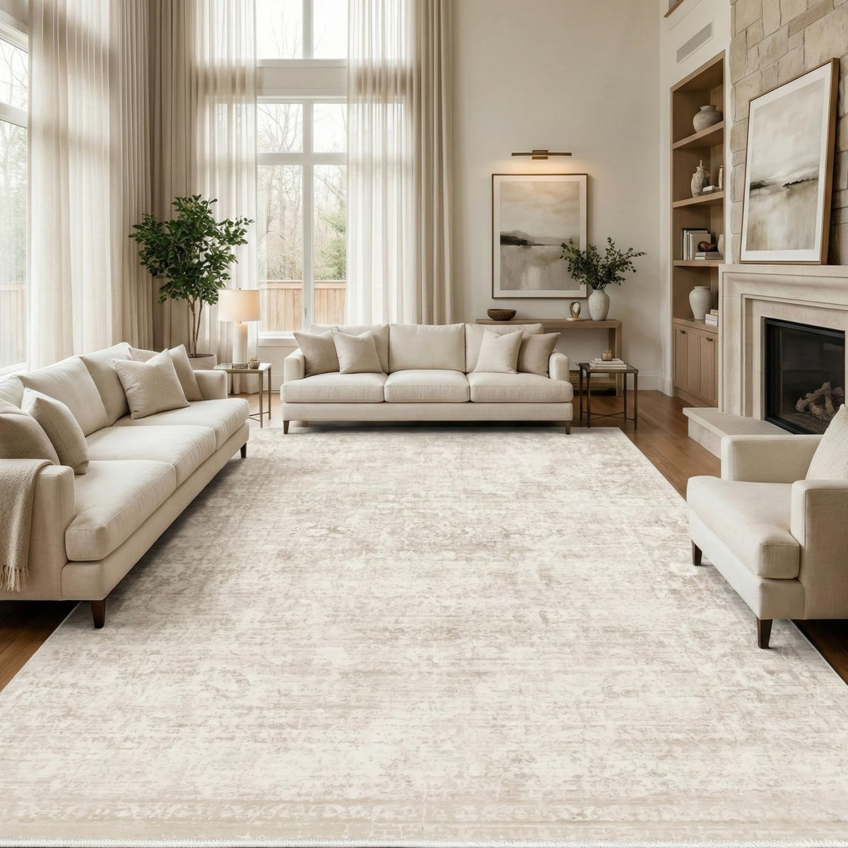 Homemate front view showing vintage pattern and full 9x12 coverage for stylish rooms