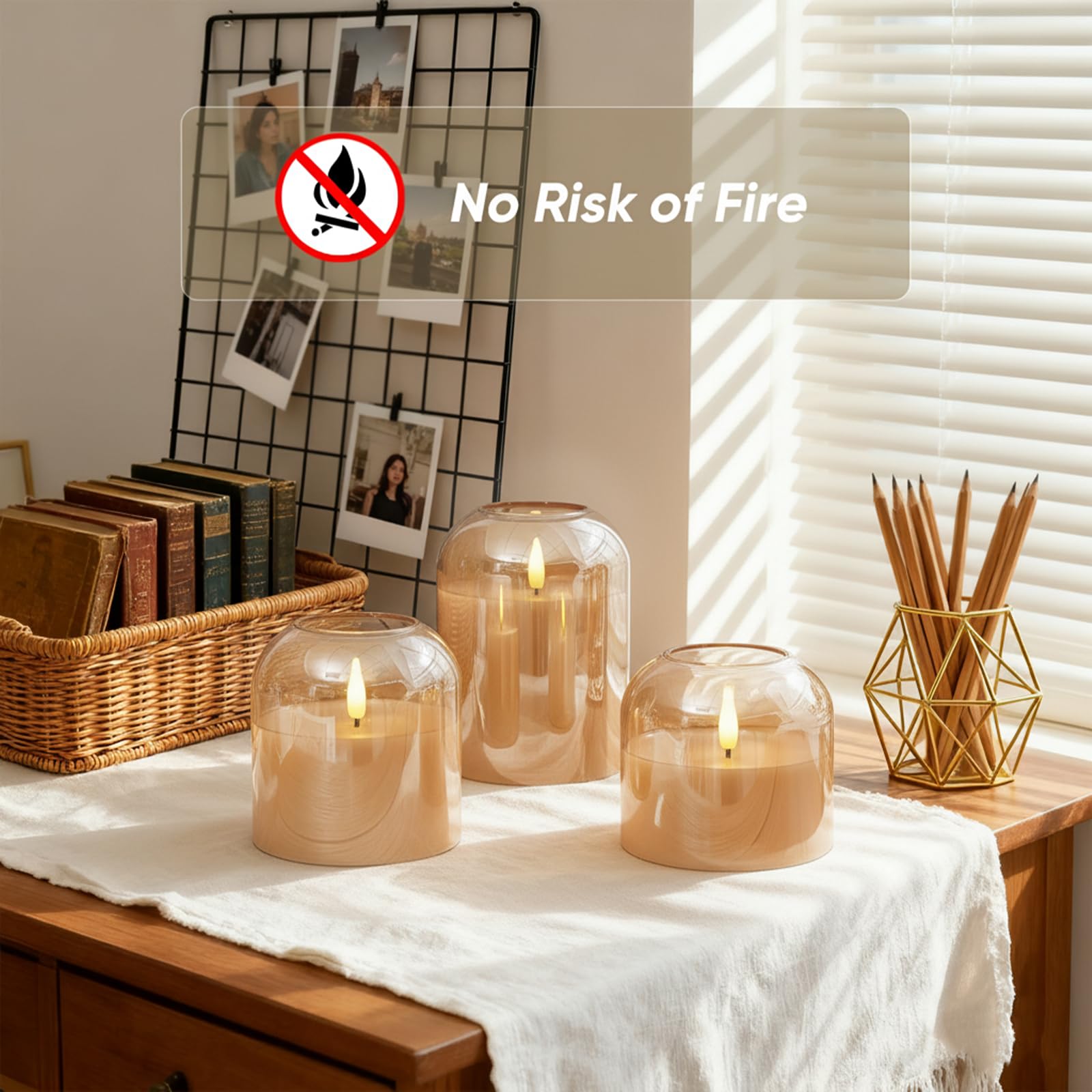 Homemory interior 3D flicker bulb visible through glass demonstrating lifelike motion