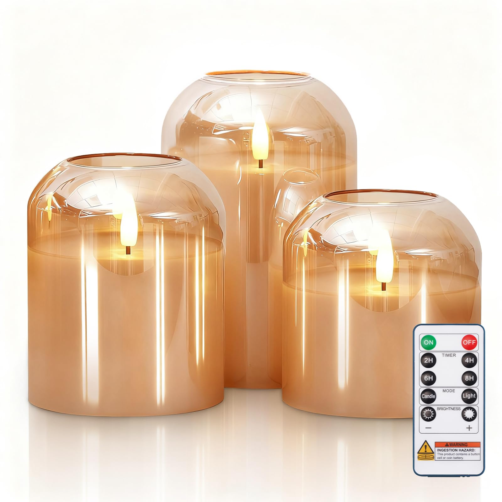Homemory gold glass front view showing elegant ambient glow and decor benefit