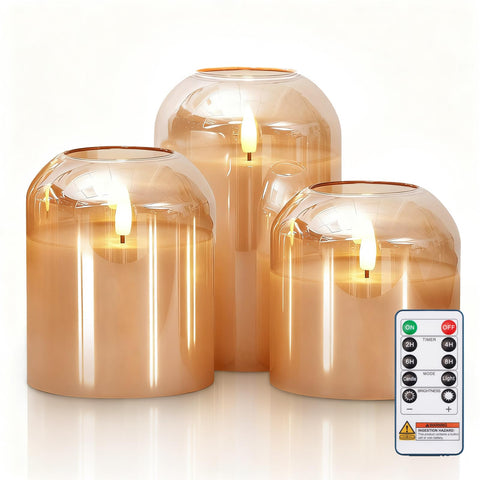 Homemory gold glass front view showing elegant ambient glow and decor benefit