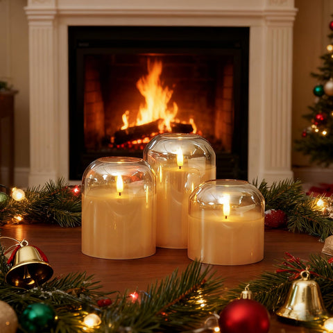 Homemory remote beside candles showing easy control and timed convenience
