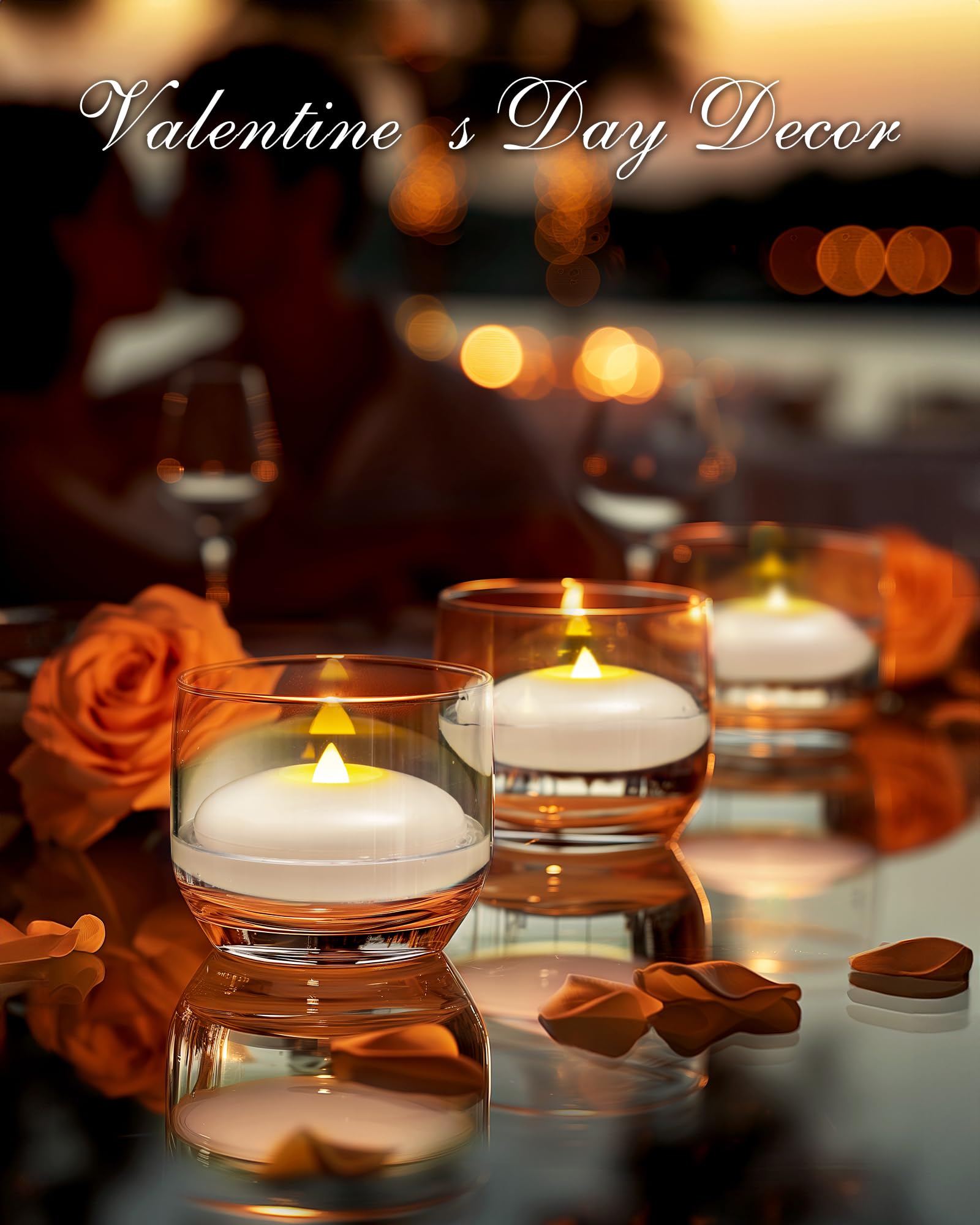 Homemory tealights in glass bowl centerpiece, showing reusable decor benefit