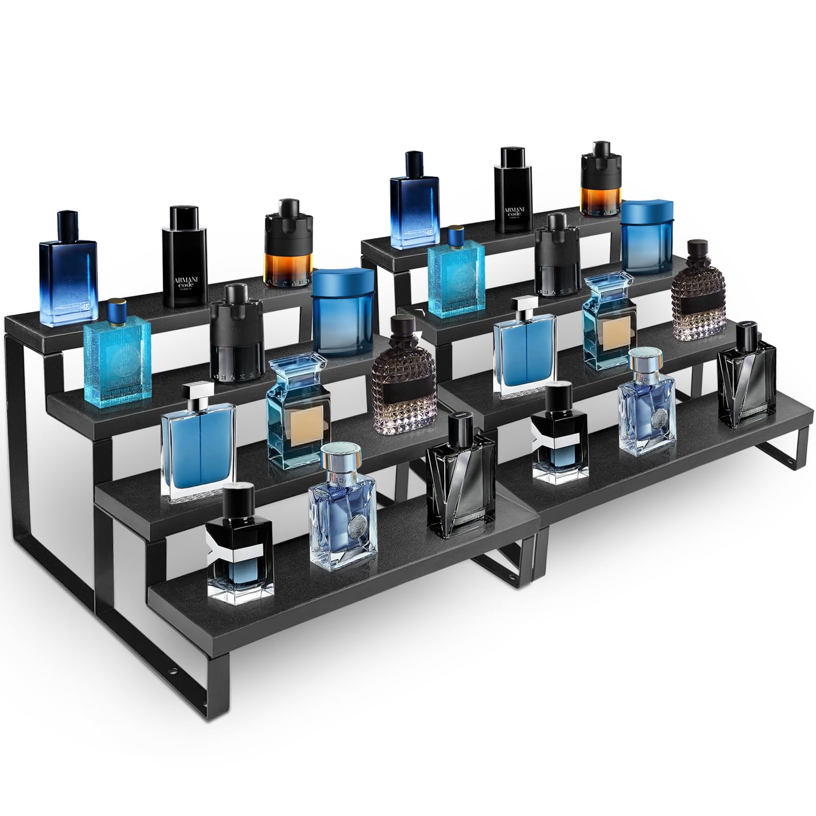 HomePekite front view riser showing organized bottles and tidy counter benefit