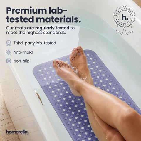 Homerella lifestyle shot of mat in a bathroom highlighting everyday safety benefit