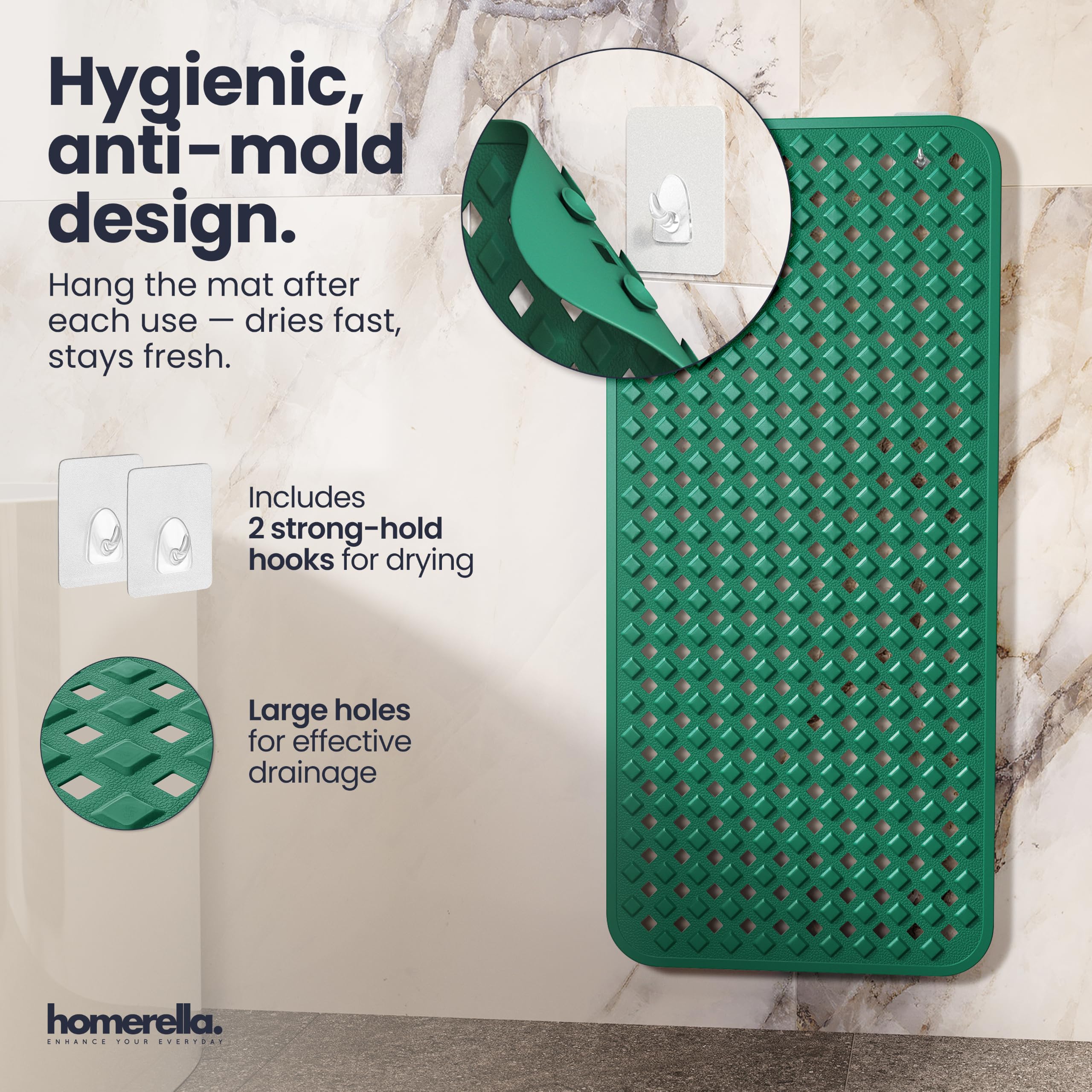 Homerella large drainage holes view allowing fast water flow and drying