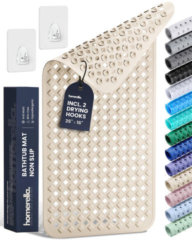 Homerella front view of bathtub mat showing size and safety