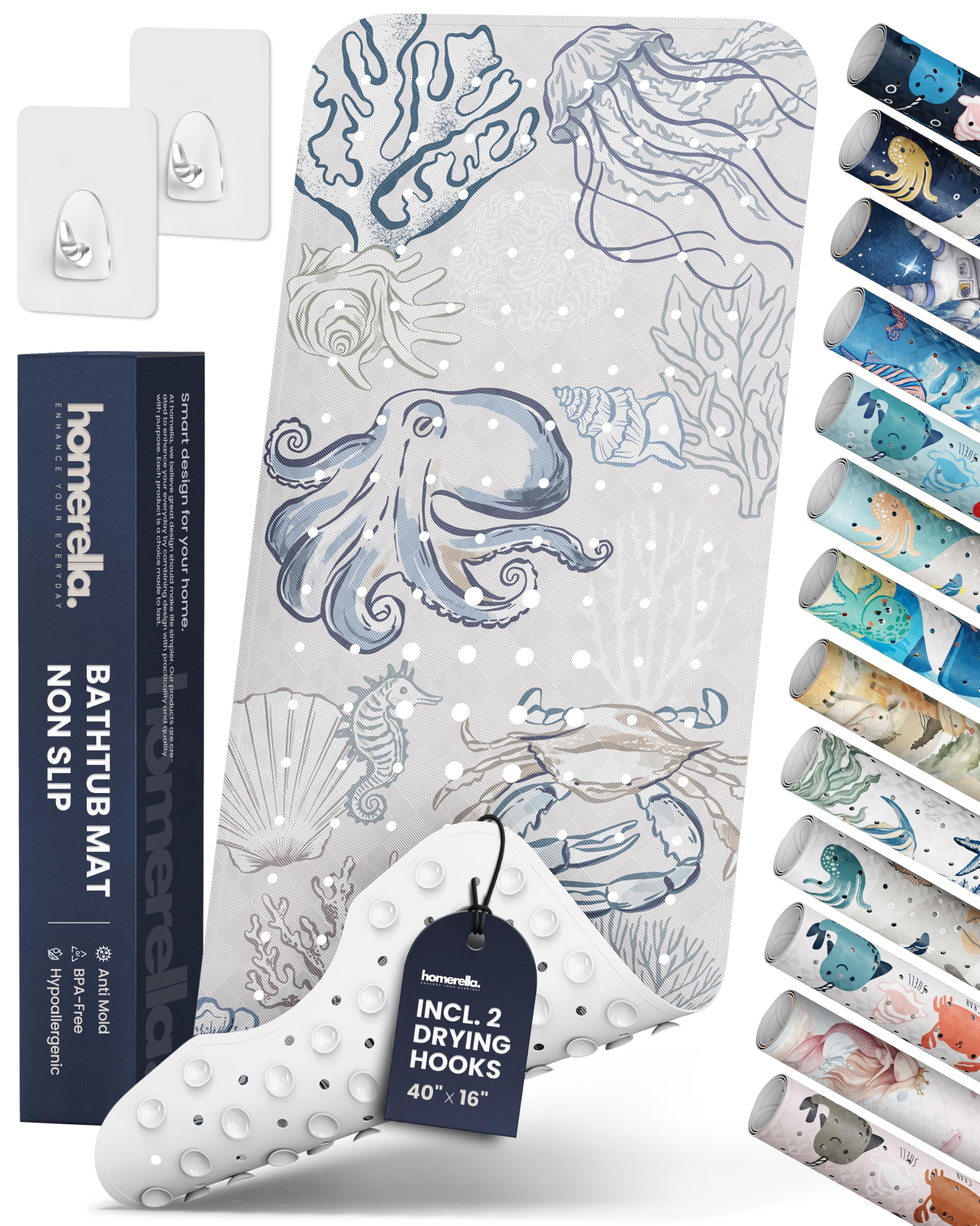 Homerella front view showing bath mat full shape and safety features