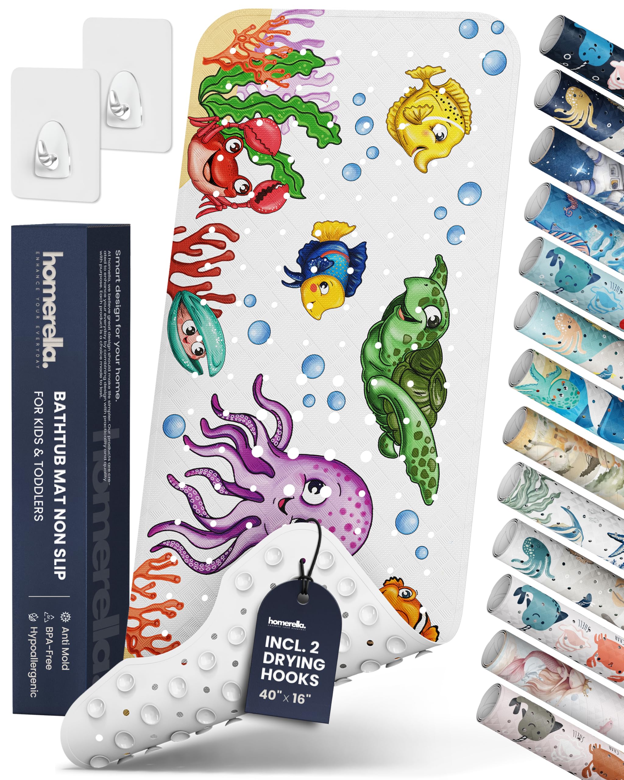 Homerella front view showing colorful ocean animals and product size