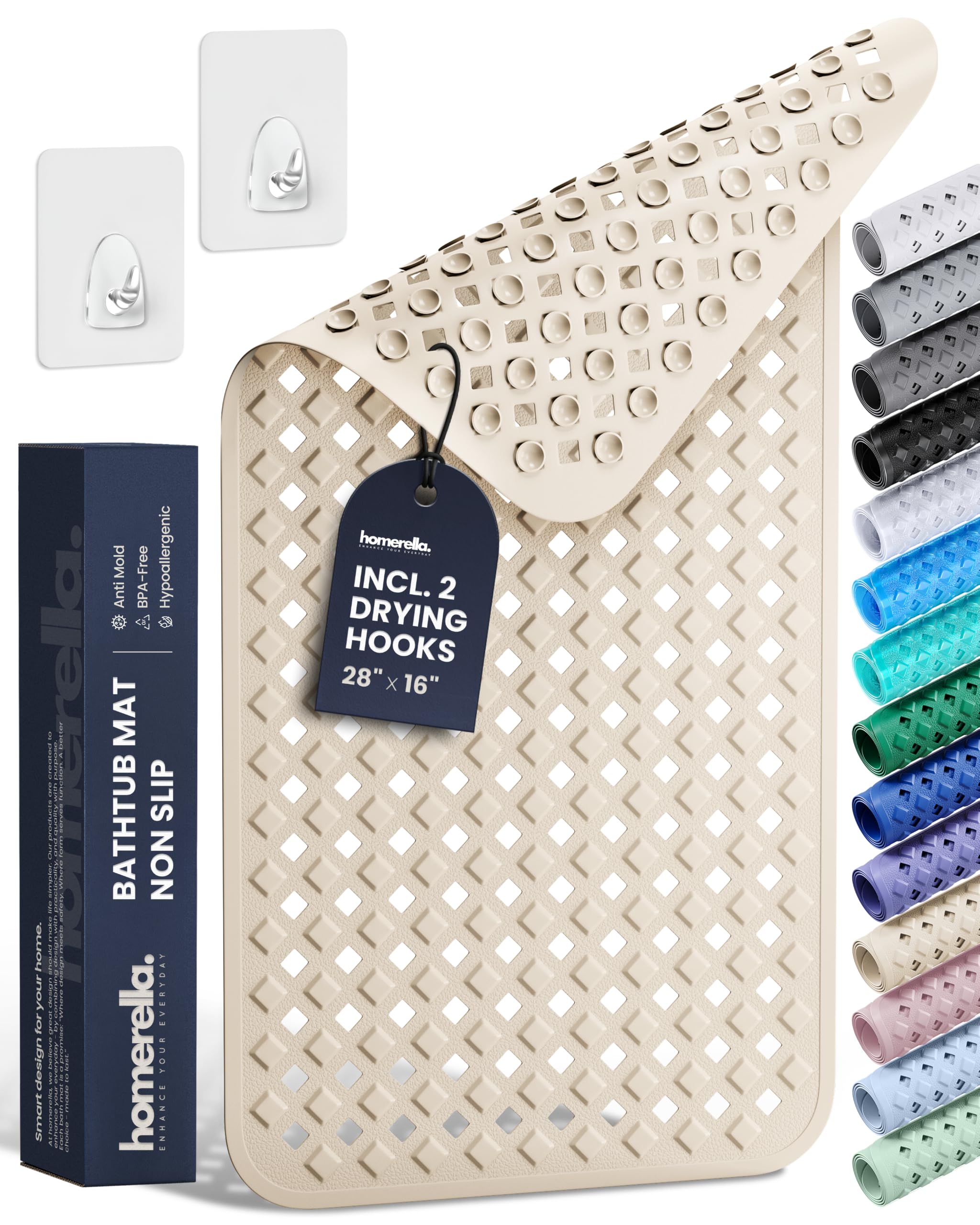 homerella front view mat on tub showing full coverage and safety