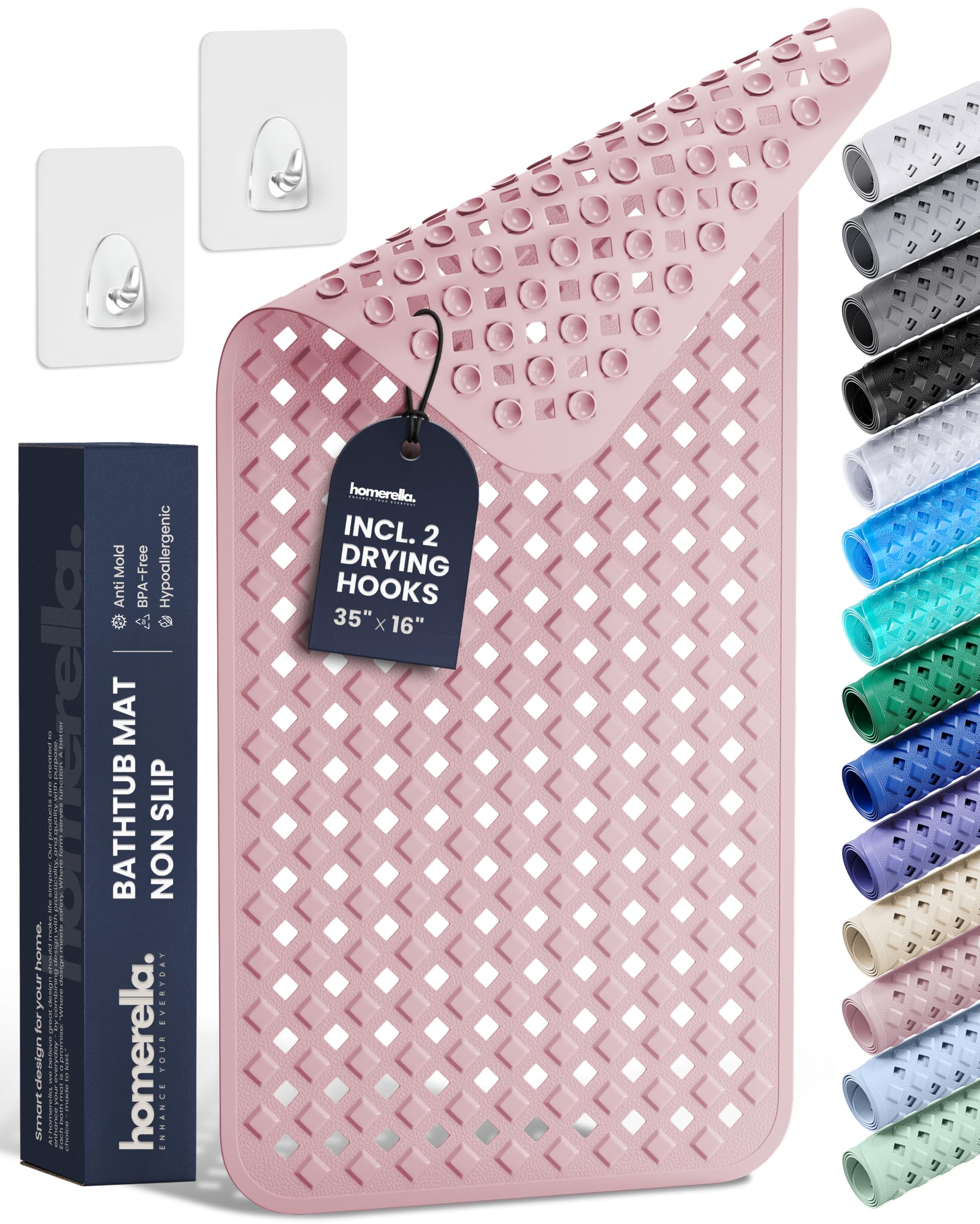 Homerella front view showing mat and packaging, highlights secure grip