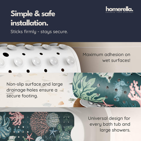 Homerella adhesive hooks shown hanging mat to speed air-drying