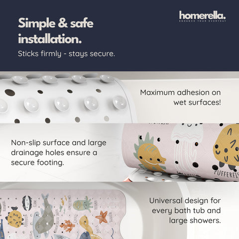 Homerella two adhesive hooks shown hanging mat for quick air-dry