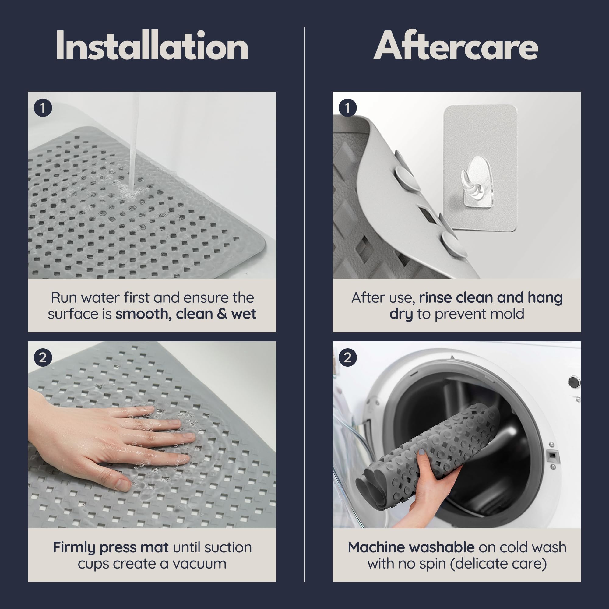Homerella mat in family bathroom with child and pet showing safety