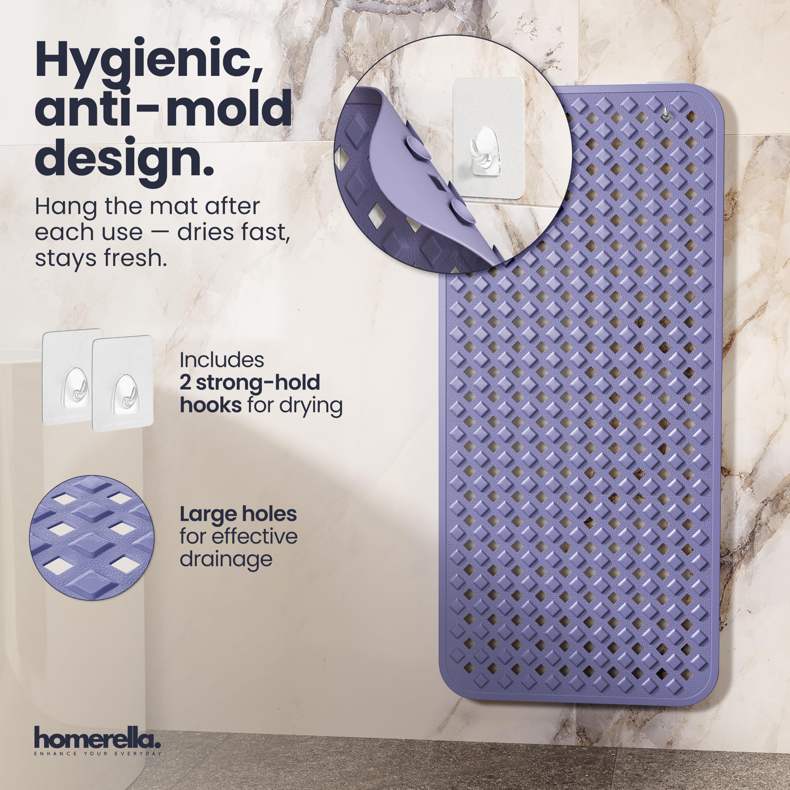 Homerella close view of large drainage holes for faster water flow benefit