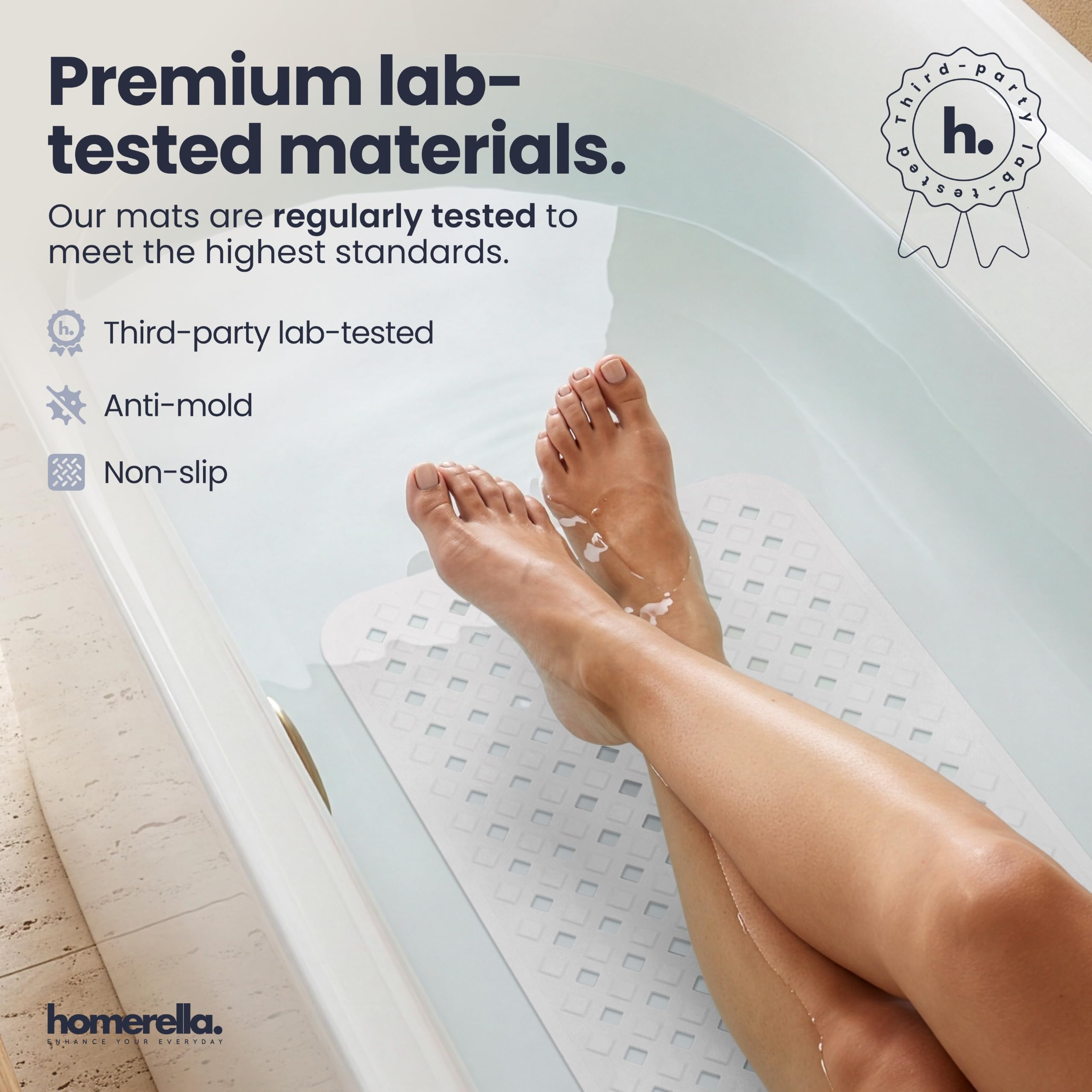 homerella size compared to tiles to show extra-long coverage