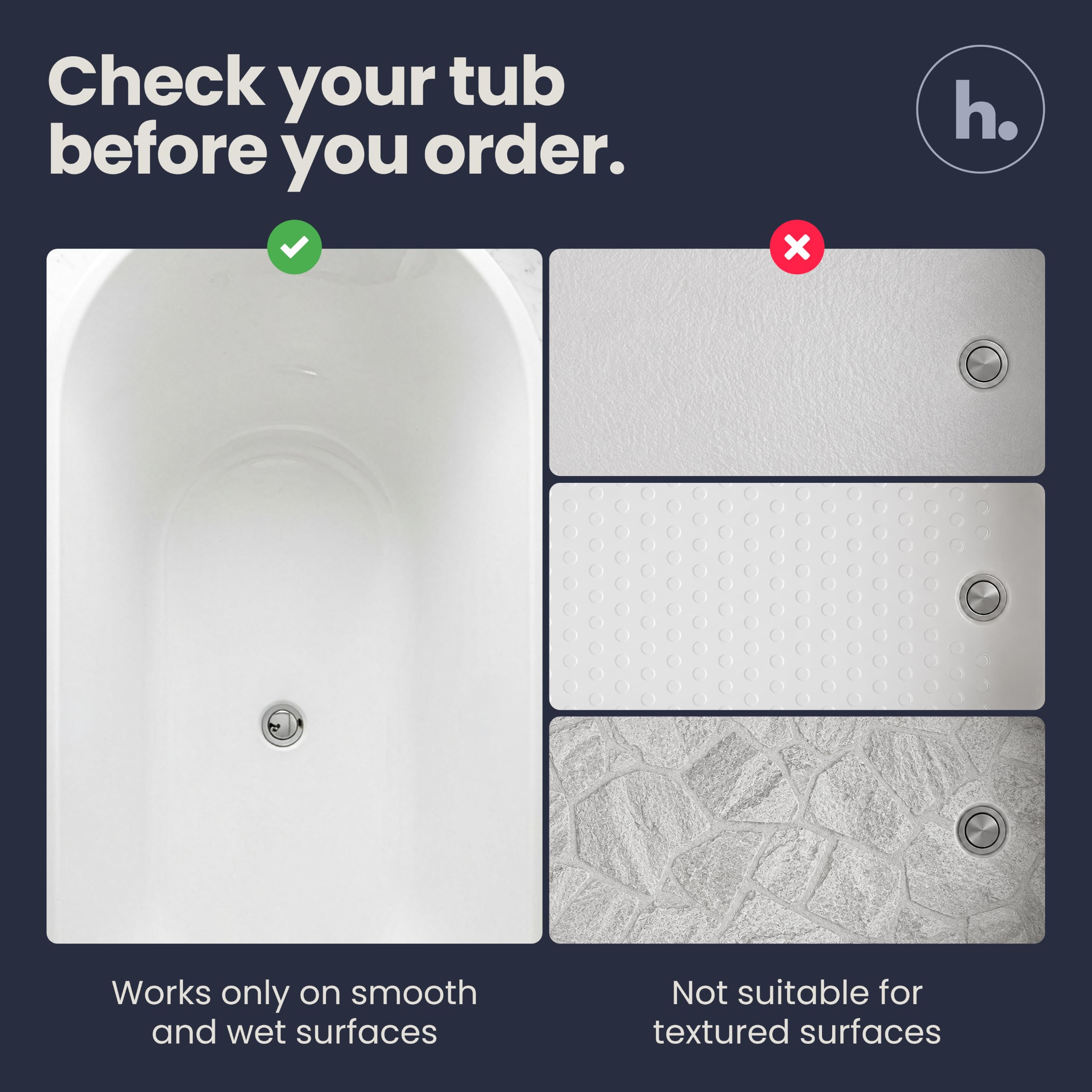 homerella underside suction cups giving strong tub grip