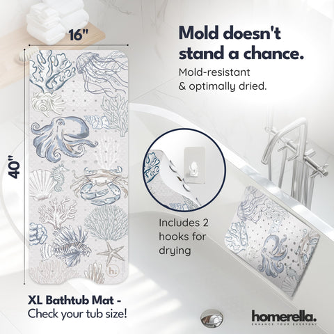 Homerella underside with suction cups for strong tub adhesion and stability