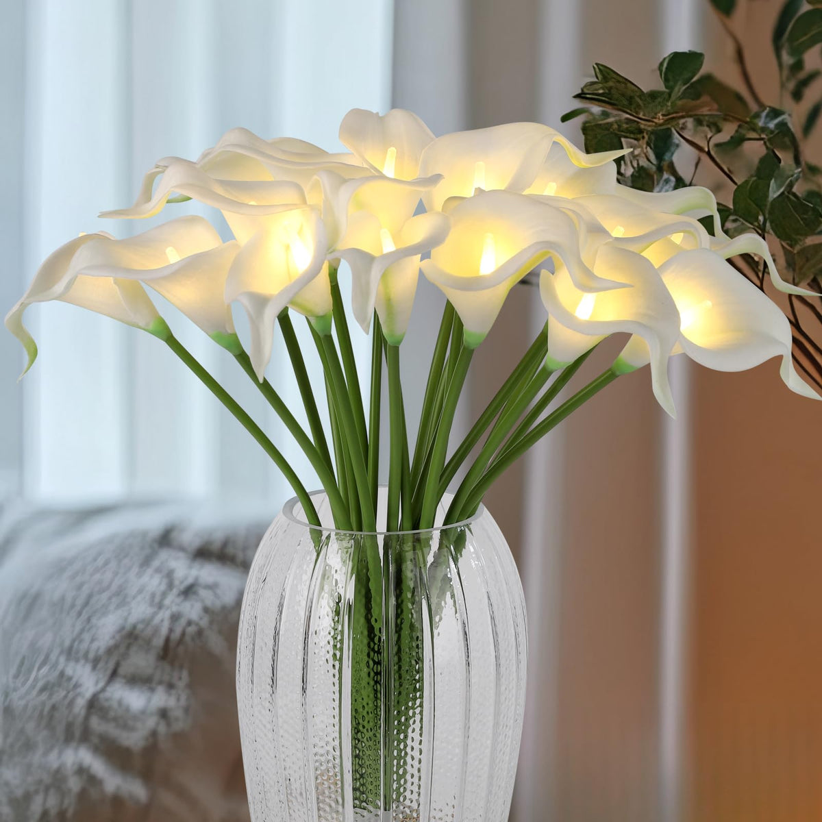 HOMESEASONS front view calla lily bouquet showing elegant display and ambiance