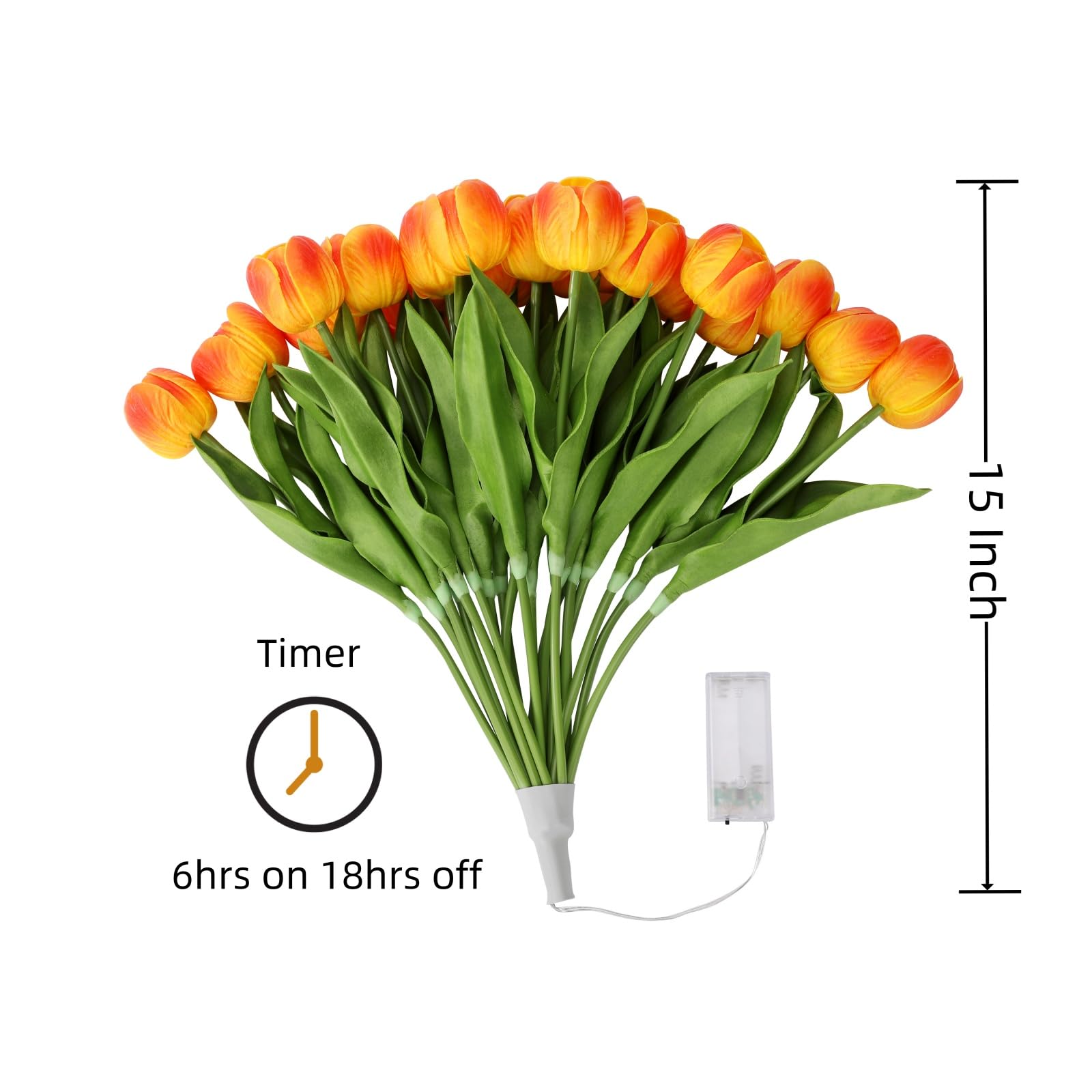 HOMESEASONS lit tulips at night creating warm ambient mood lighting