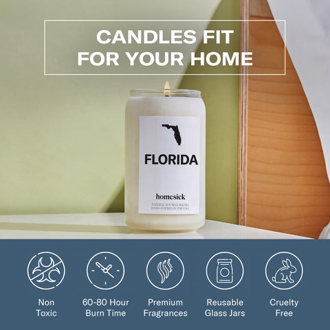 Homesick on coastal-style table illustrating Florida vibe and decorative appeal
