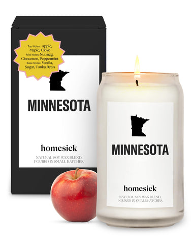 Homesick Minnesota candle front jar view showing clean design and scent