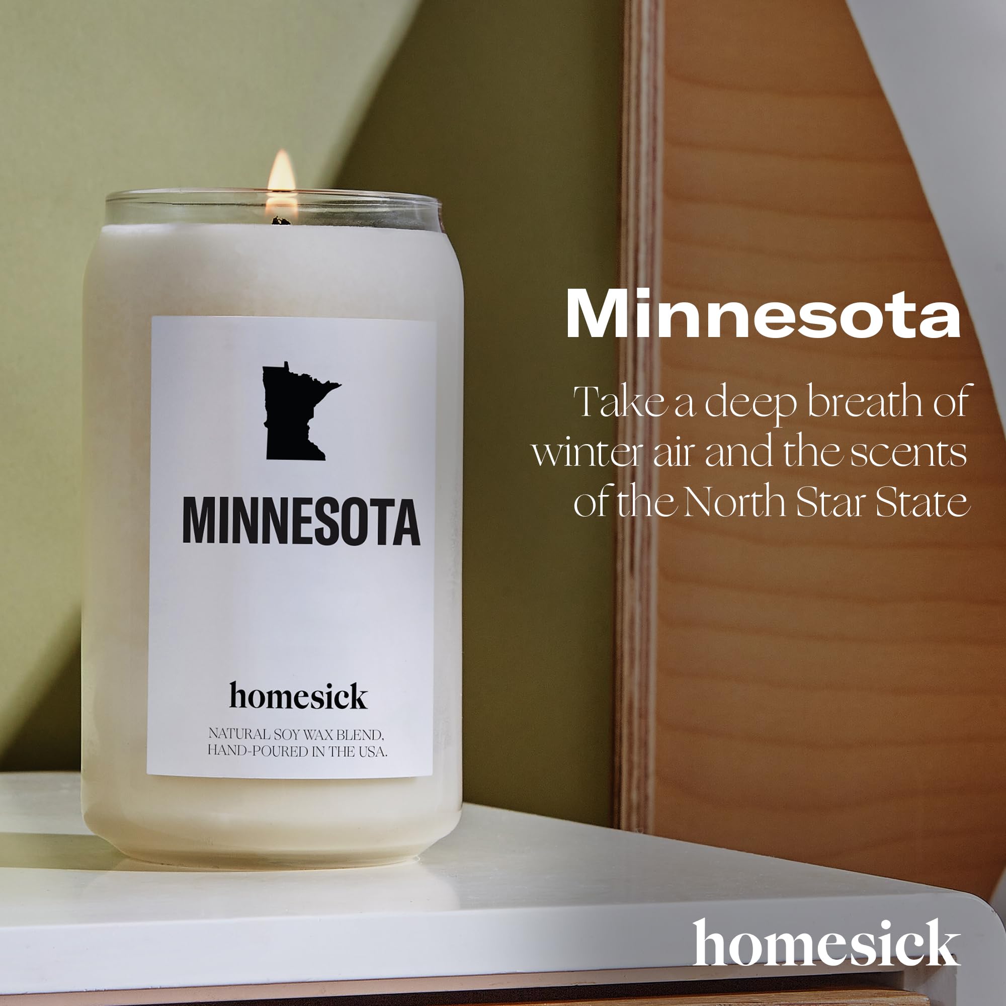 Homesick Minnesota wax close-up showing smooth soy texture for even burn